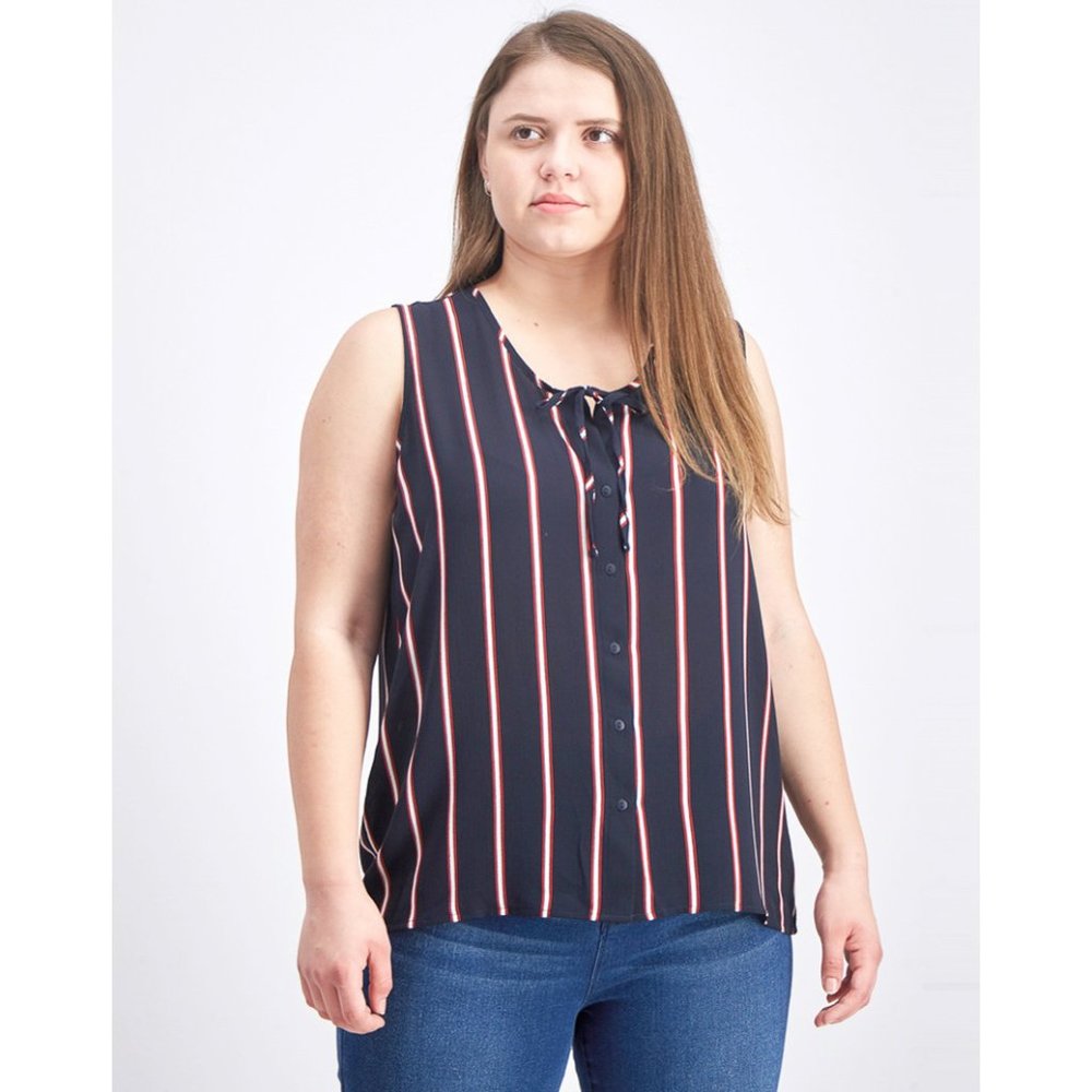 NWT Lemon Tart Paula Button Down Striped Crepe Top